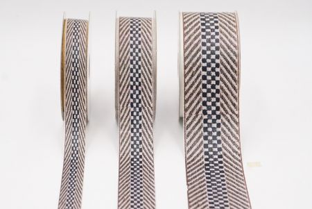 Бежевий Зигзаг та Чорний Візерунок Тканинний Риббон Набір_AI